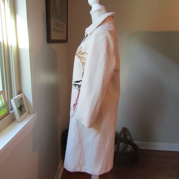 Italian made Wool Embroidery Pull Over Coat - Picture 3 of 12